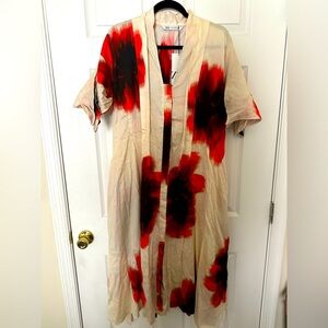 ZARA WOMAN V-NECK TIED BELT ZW COLLECTION PRINT SHIRT DRESS 2573/086 NWT